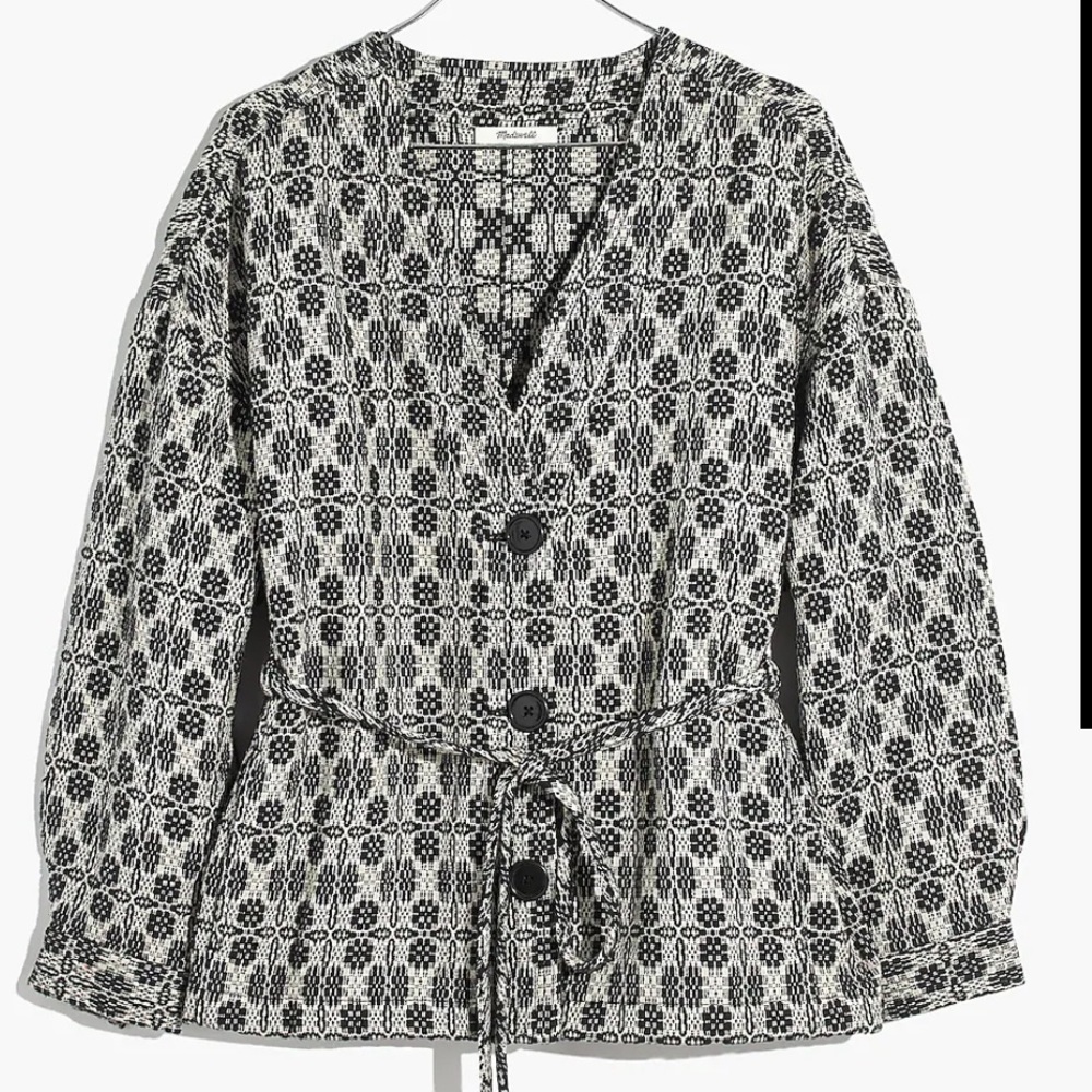 Madewell Geometric Jacquard Tie-Waist Jacket XXS New